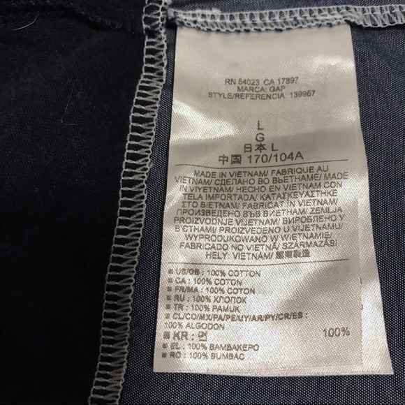 GAP button up tunic, navy blue knit with chambray - Picture 5 of 8